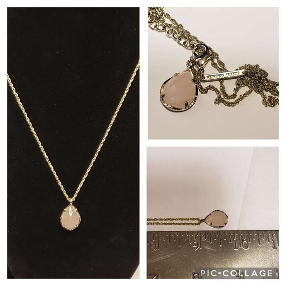 Kendra Scott Kiri Necklace Rose Pink Quartz Stone - Picture 1 of 5